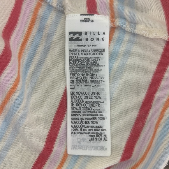 Billabong Striped Crop T-Shirt Top with Pocket Size Small - Picture 7 of 7